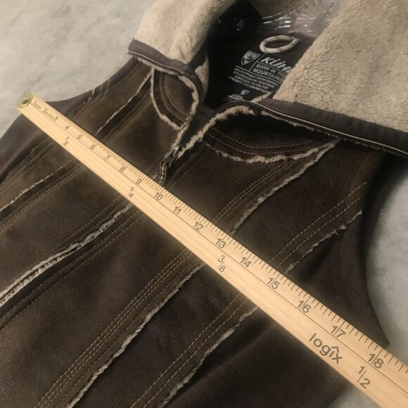 Kuhl Vest Womens Small Dani Sherpa Brown Suede Shearling Lined Jacket Fleece - Picture 13 of 13